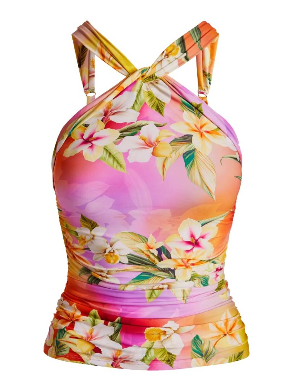 Swim Sense Print High-Waisted Skirted Bottom & High Neck Halter Tankini Top - Picture 2 of 6